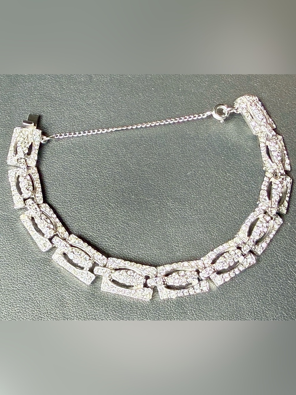 vtg Rhodium Crystal Bracelet